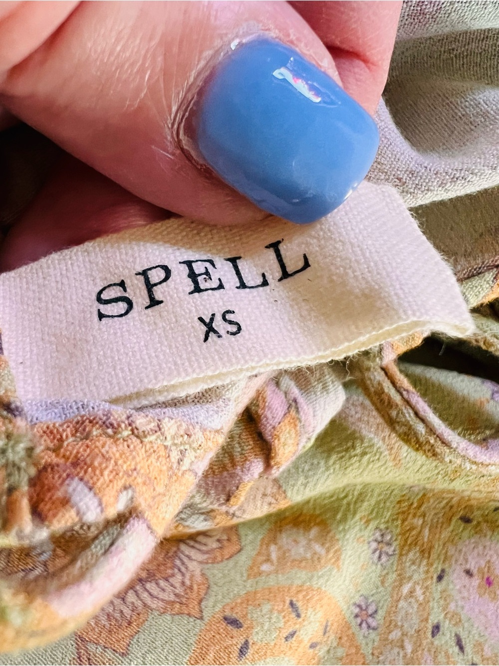 Spell Designs Belladonna Romper XS Dusty Olive Floral Open Back Tassel Boho $229 - Picture 5 of 12